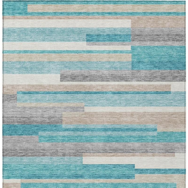 HomeRoots Striped Transitional Rectangle Outdoor Rug