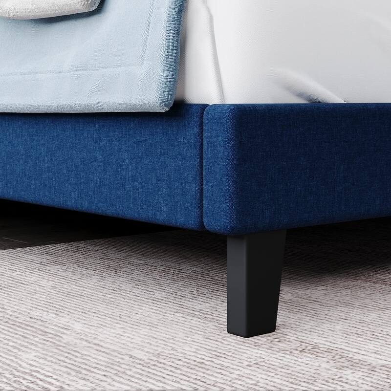 Modern Upholstered Platform Bed with Button Tufted Headboard