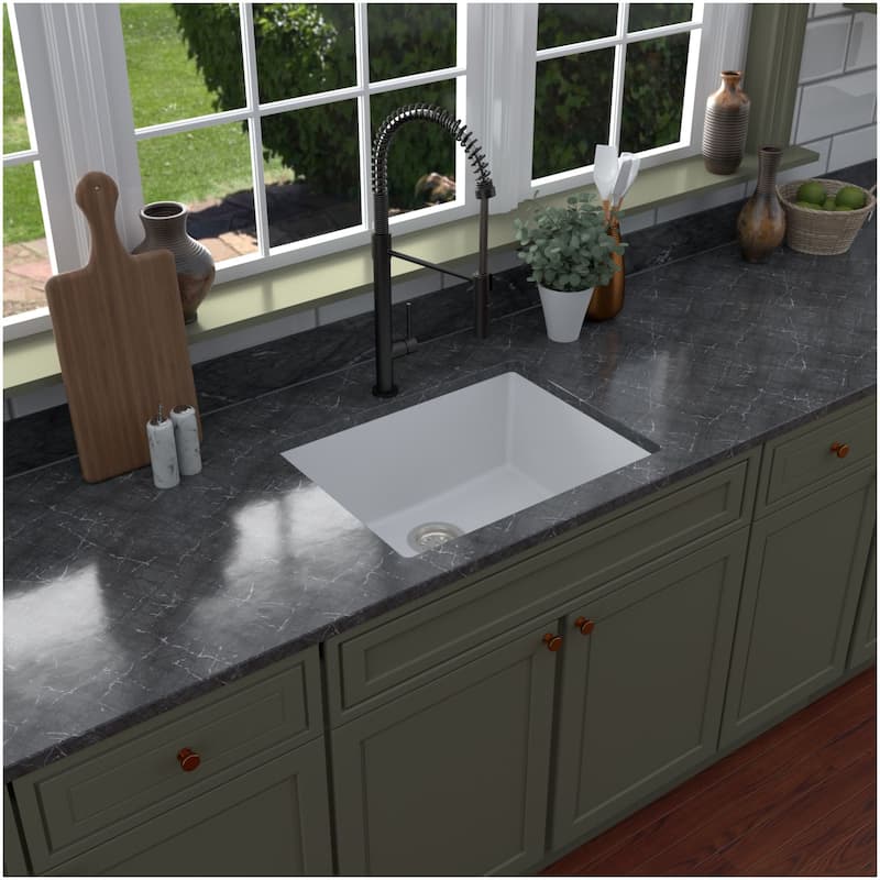 Karran USA QU-820-PK1 Quartz QU 24-3/8" Undermount Single Basin Quartz