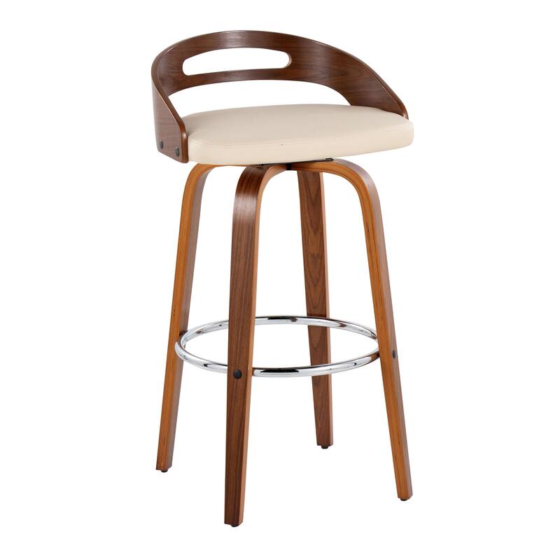 Carson Carrington Sadie 30" Fixed-Height Bar Stool with Bent Wood Legs & Round Footrest (Set of 2)