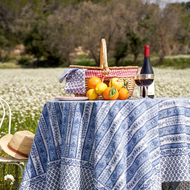 Couleur Nature Provence Avignon Tablecloth - Blue/Marine - 71" x 71" - 71" x 71"