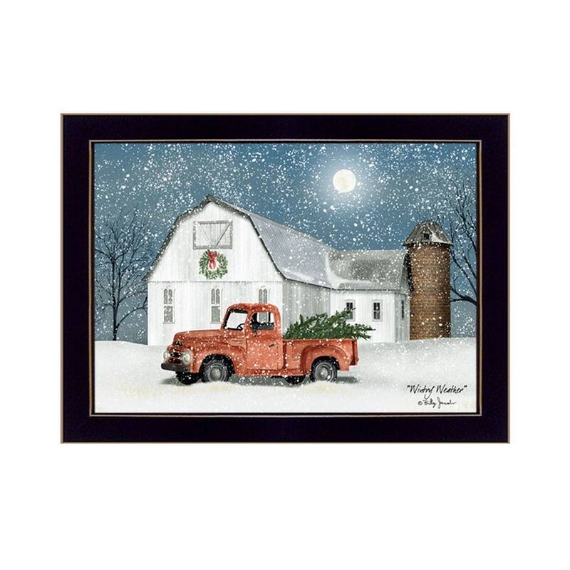 TrendyDecor4U Farmhouse "Autumn on the Farm" Framed Print Wall Art by Billy Jacobs - 14 x 18 - Black