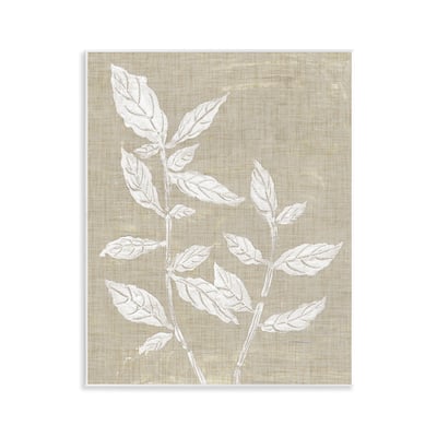 Stupell Leaves on Distressed Textile Wall Plaque Art Design By Melissa Wang