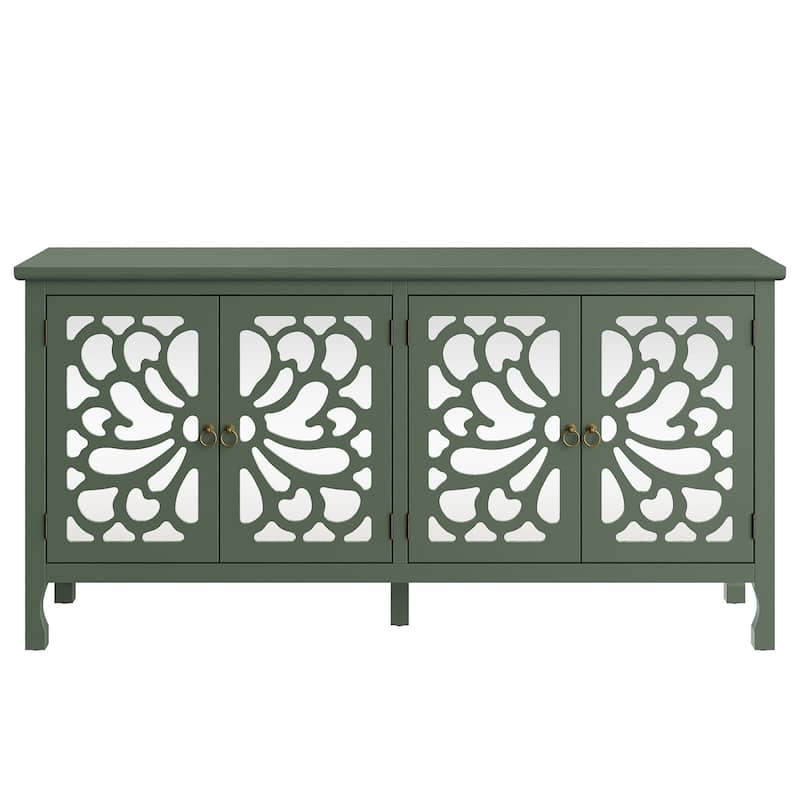 63'' Modern Buffet Cabinet with Mirrored Door and Adjustable Shelves
