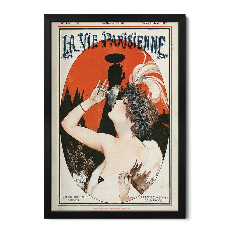 1922 La Vie Parisienne Magazine Cover Premium Framed Poster by Cheri Herouard - Black - 32x24x1