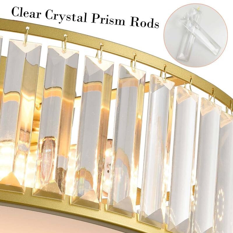 La Palma Modern Gold Crystal Flush Mount Ceiling Light Fixture - Brass