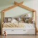 preview thumbnail 2 of 5, Full Size House Bed with Bookshelf Storage Space, Kids Bed with 2 Drawer