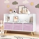 preview thumbnail 10 of 12, Toy Storage Cabinet,Kids bookcase with Collapsible Fabric Drawers Pink
