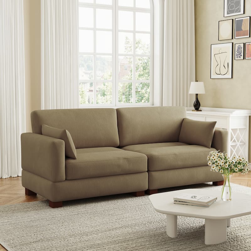 Corduroy Upholstered Modular Sectional Sofa for Living Room - CAMEL 2-PIECE