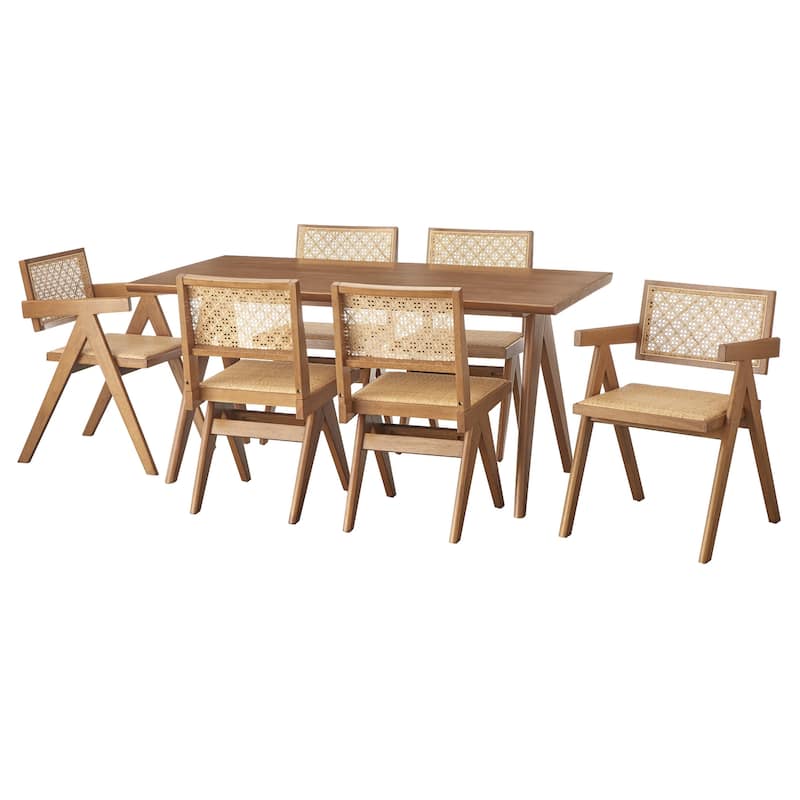 Lifestorey Velentina Solid Wood and Rattan Dining Sets