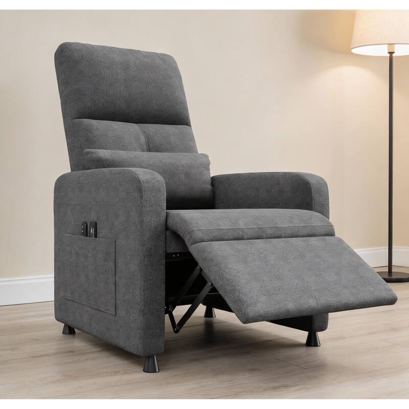 Power Recliner Chair, with 2 Side Pockets and USB Port - Grey