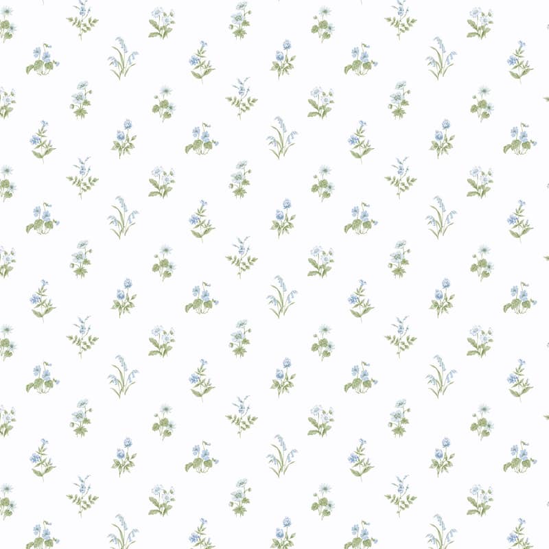 Oxnard Mini Garden Spot 20.5 In X 33 Ft Washable Wallpaper - Blue