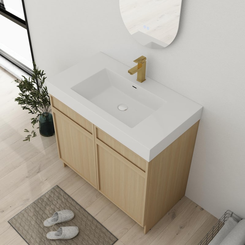 Bathroom Vanity With Sink In 24/30/36 Inch, Freestanding Bathroom Vanity With Soft Close Door and Adjustable Shelf
