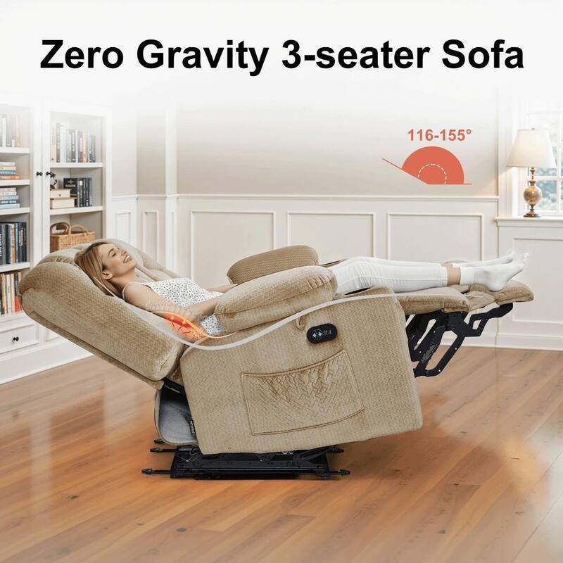 MCombo Power Reclining Loveseat Sofa with Heat and Massage, Fabric PR648