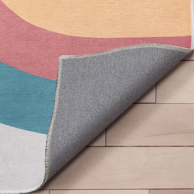 Well Woven Kids Rugs Kaleidoscope Rainbow Modern Machine Washable Area Rug