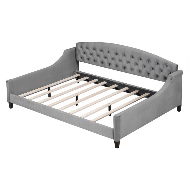Velvet Daybed with Button Tufted Backrest