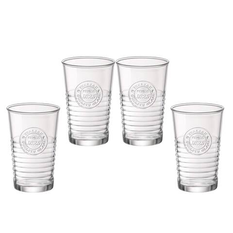 Bormioli Rocco Officina1825 Water Glasses Clear Drinking Tumblers, Set Of 4, 11 oz