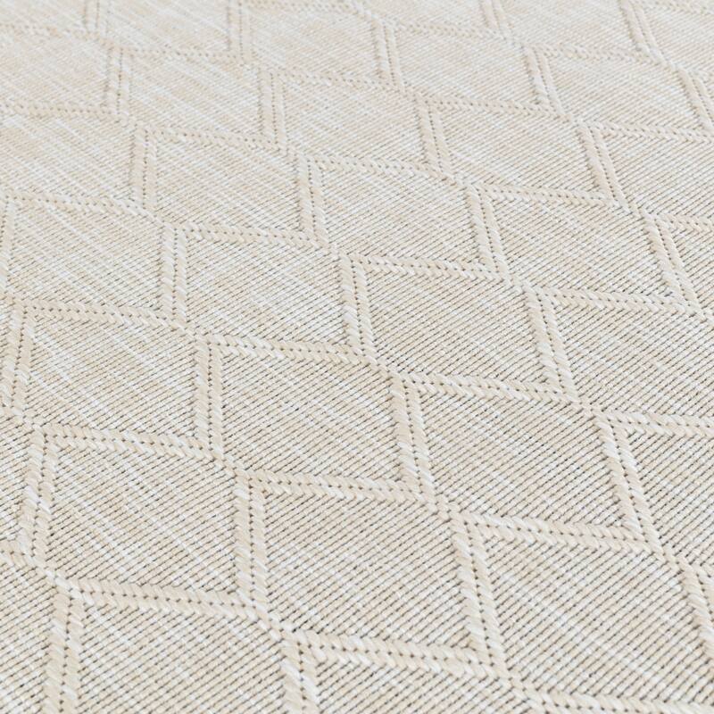 Larissa Collection Geometric Cream/White Indoor/Outdoor Area Rug