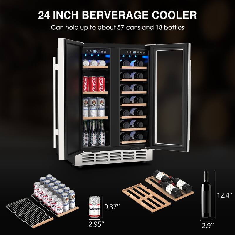 24 Inch Beverage Refrigerator, Built-in/Freestanding Wine Beverage Cooler, Under Counter Beer Fridge