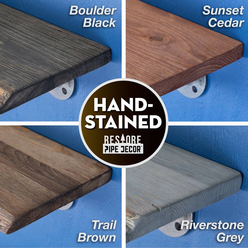 PIPE DECOR Live Edge Reclaimed Wood Shelf with Industrial Pipe Brackets, Set of 2