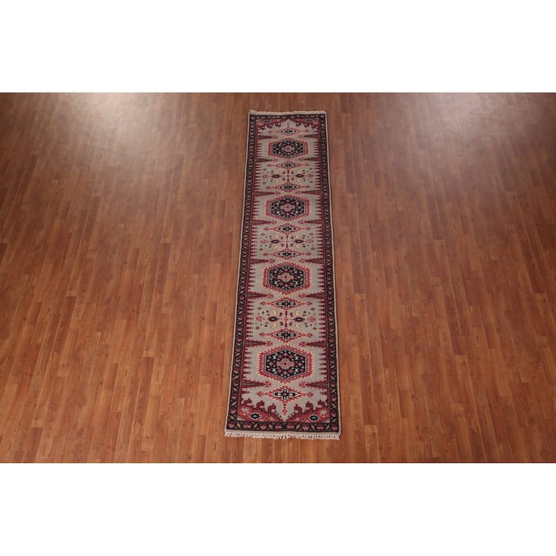 Geometric Viss Oriental Runner Rug Handmade Wool Carpet - 2'6"x 10'0"