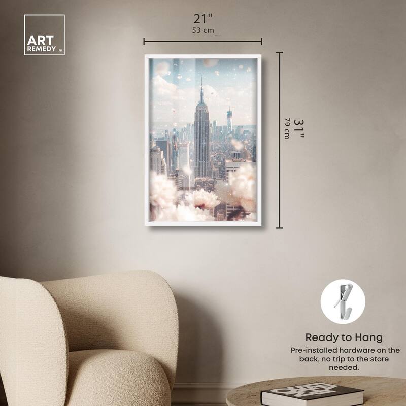 Peonies Over New York Shadowbox by Art Remedy