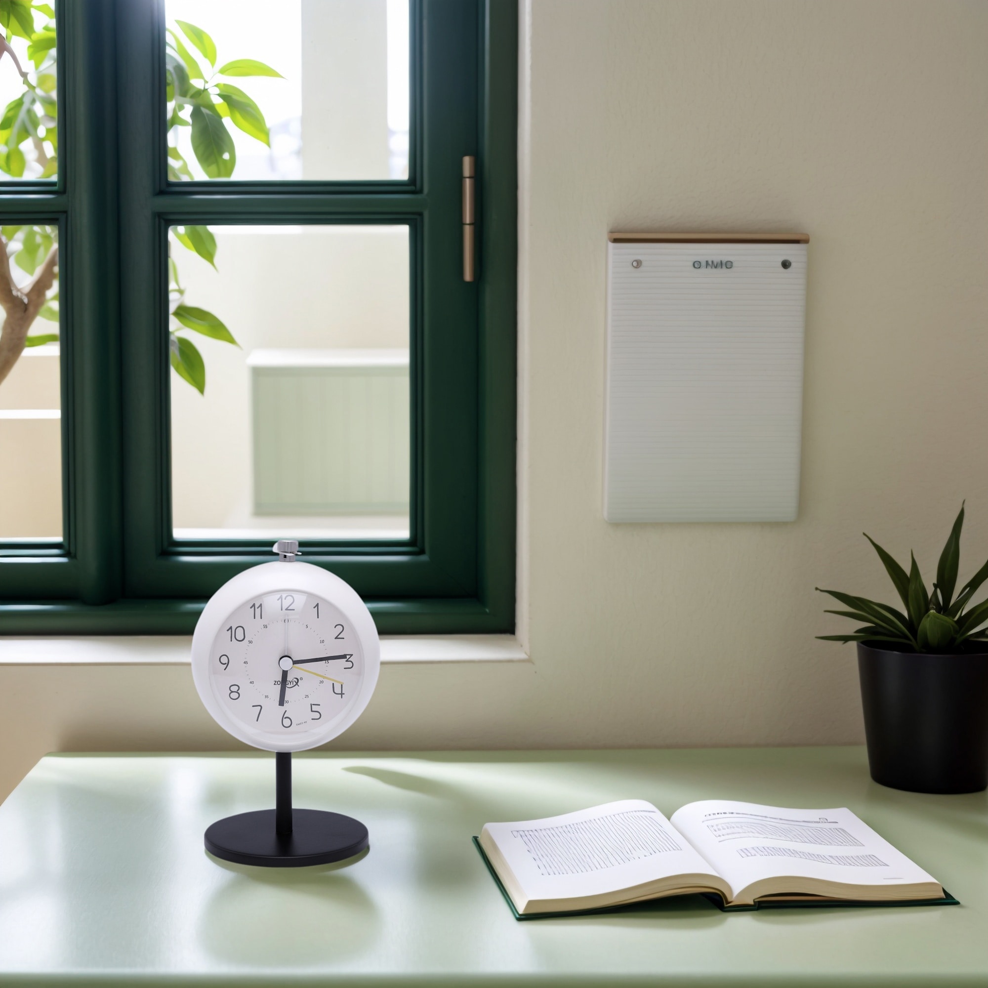 Silent Spherical Alarm Clock, Non-Tick Movement, with Stand, Night Light for Bedroom - 3.7"L x 3.1"W x 5.9"H