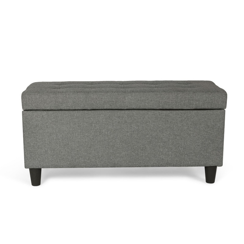Adeco Storage Ottoman Bed Bench Fabric Tufted Upholstered Foot Stool