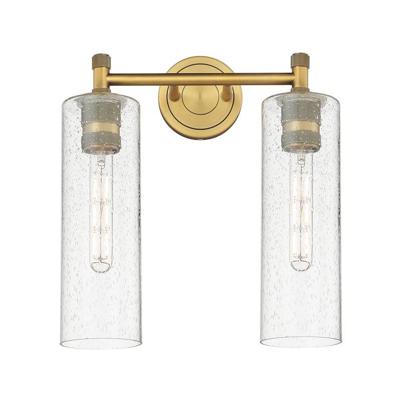 Innovations Lighting Crown Point - 2 Light 12" Wall-Mounted Bath Vanity Light - Brushed Brass/Seedy