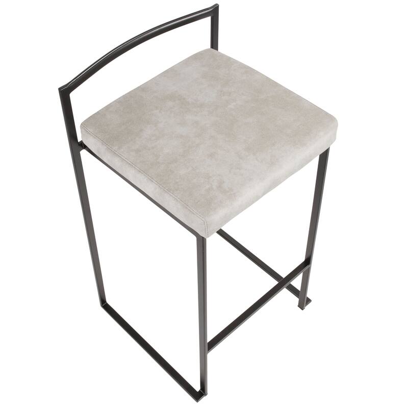 Porch & Den Forrest Black Stackable Fully Welded Counter Stool (Set of 3)