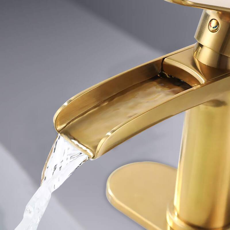 PROOX Single Handle Waterfall Spout Sink Faucet with Drain Assembly