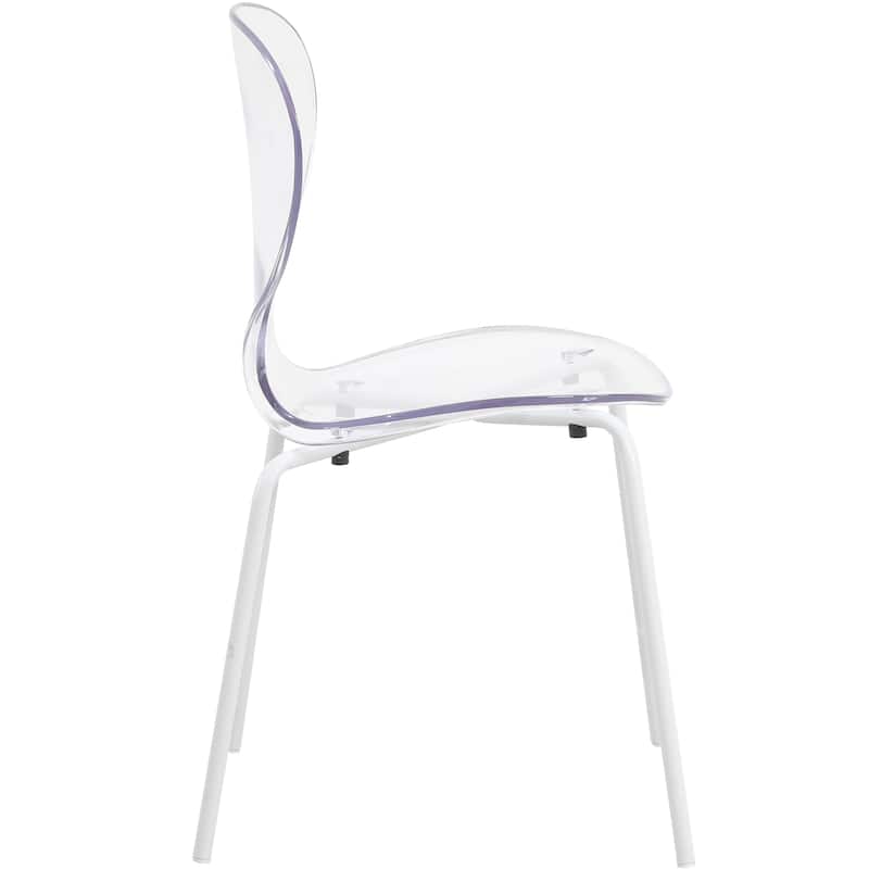 Stackable Plastic Dining Chair Set of 2 Transparent Modern Accent Side Chair for Indoor and Outdoor