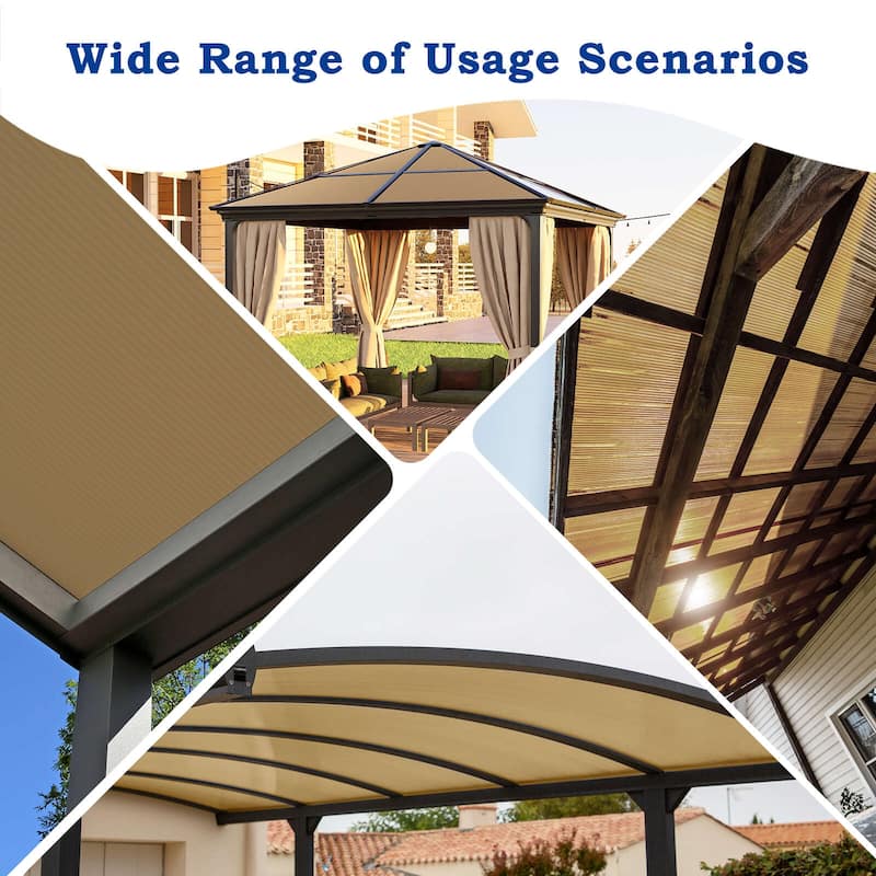 Aoodor 6PCS 38x62 Brown Twin-Wall Awning Panels: Waterproof, UV-Protected