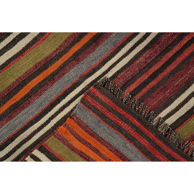 Hand Woven Oriental 100% Wool Carpet Southwestern Geometric Multi-Colored Kilim Area Rug - 11' 6'' X 5' 3''