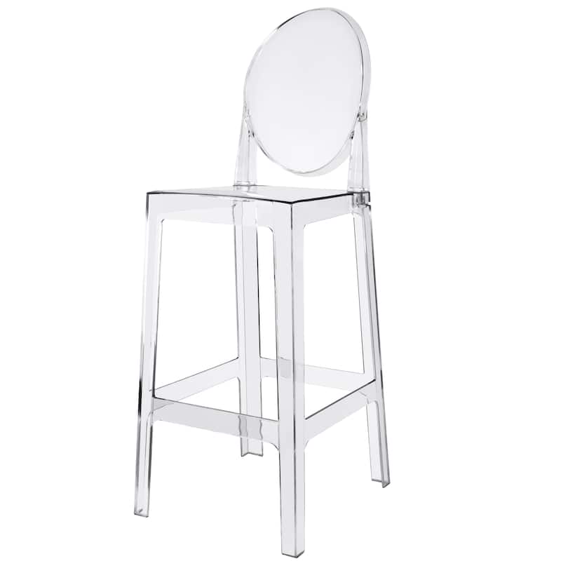Set of 2 Smoke Modern 30" Seat Bar Stool Counter Height With Back Plastic Chairs For Home Restaurant Office