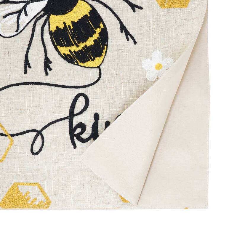 Linen Blend Bee Kind Honeycomb Table Runner - 16"x70"