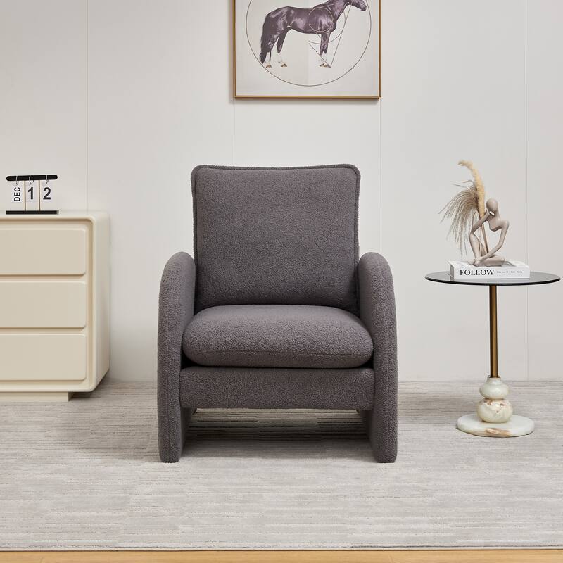 Gray 28.35" Upholstered Arm Chair with Ergonomic Design