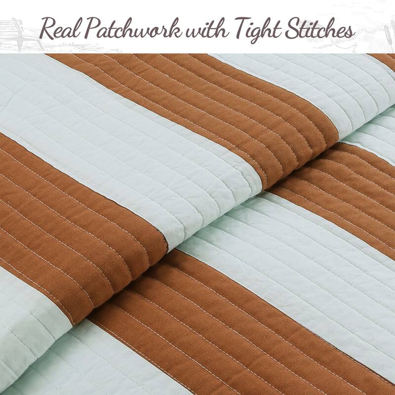 Cozy Line Joslyn Stripe Reversible Cotton Quilt Bedding Set