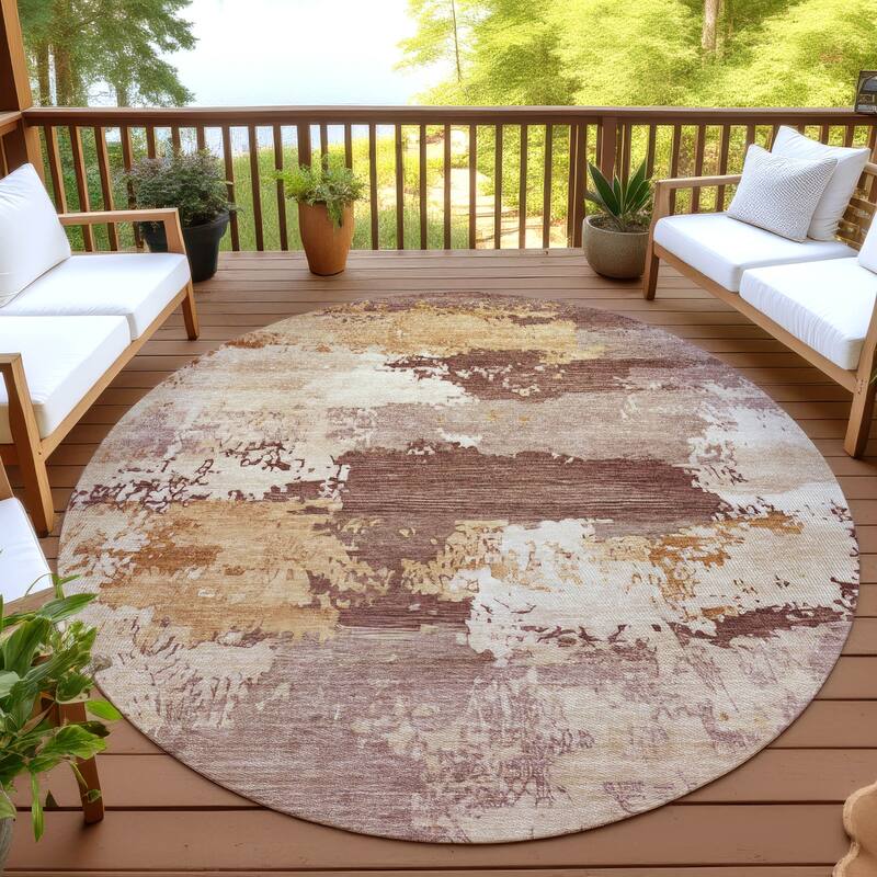Machine Washable Indoor/ Outdoor Chantille Rug - Paprika - 8' x 8'