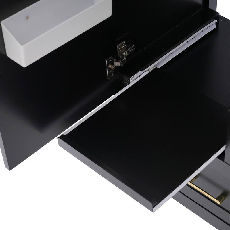 30" Bathroom Vanity with Ceramic Sink Top, Modern Bathroom Storage Cabinet with Soft Close Door, 3 Drawers and Removable Tray