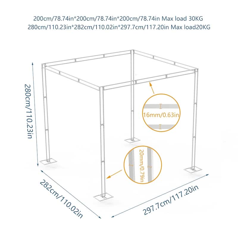 10ft 4 Post Heavy Duty Wedding Backdrop Stage Stand Canopy Tent Chuppah