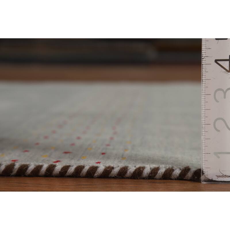 Hand Knotted Oriental 100% Wool Carpet Tribal Stripe Greys & Charcoal Gabbeh Area Rug - 5' 9'' X 4' 3''