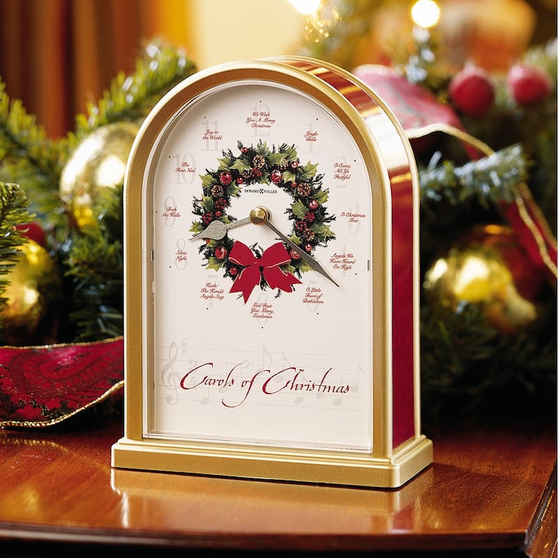 Howard Miller Carols of Christmas II Mantel Clock with Hourly Carol Chimes - Red-Gold