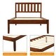 preview thumbnail 6 of 10, Solid Pine Wood Platform Bed Frame with Headboard - Durable Construction, Walnut