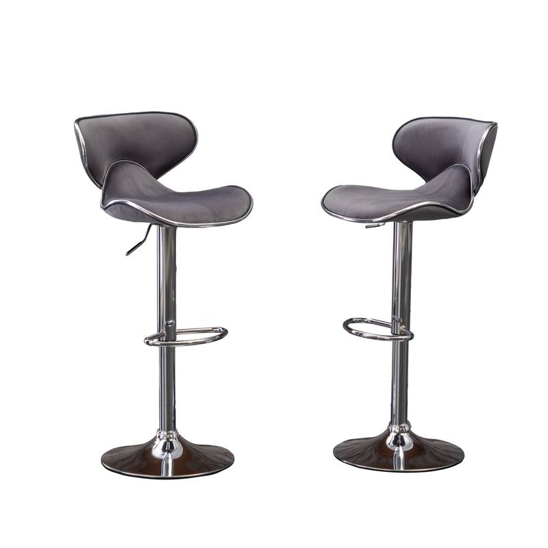 Velvet Swivel Barstool Bistro Counter Chair Gray Dining Chair 2 Set