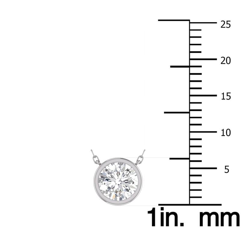 Marquee Lab Grown 1 Carat Round Bezel Set Diamond Solitaire Pendant in 14K White Gold