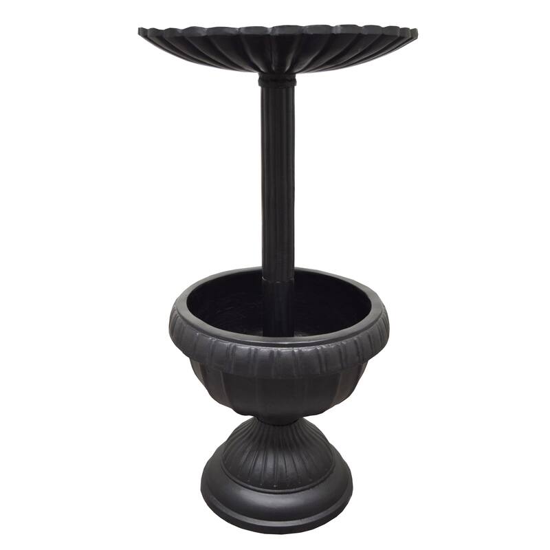 Ornate Round Cast Aluminum Metal 35-in Bird Bath and Planter Vase Combo