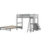 preview thumbnail 9 of 12, Twin over Full Bunk Bed with Built-in Desk, 3-Drawers, Solid Pine Wood, Convertible to Separate Beds, Easy Assembly, Grey