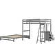 preview thumbnail 37 of 40, Twin over Full Wood Bunk Bed with Built-in Desk and Storage Drawers,Modern Design