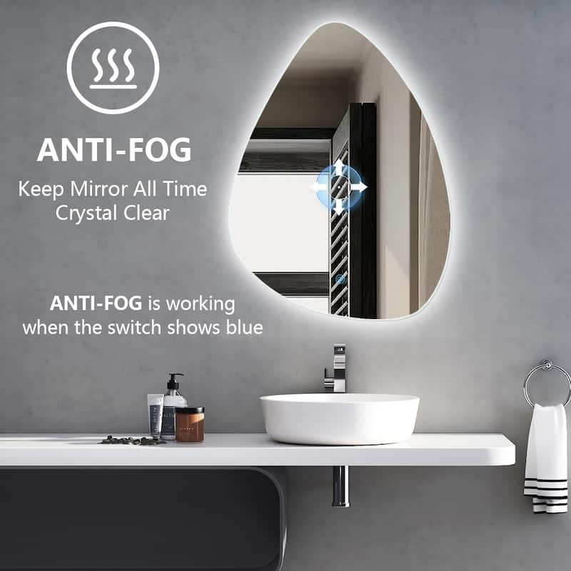 Irregular LED Anti-fog Decorative Bathroom Vanity Wall Mirror - White - 28x36